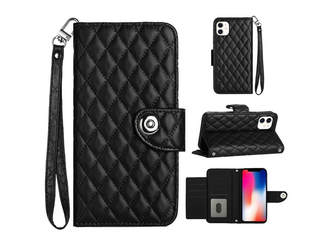 Capa Para Iphone 11 Pele Sintética Preto