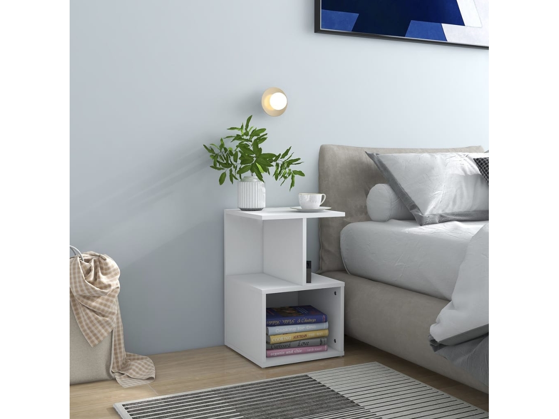 Vidaxl Mesa De Cabeceira 35x35x55 Cm Derivados De Madeira Branco