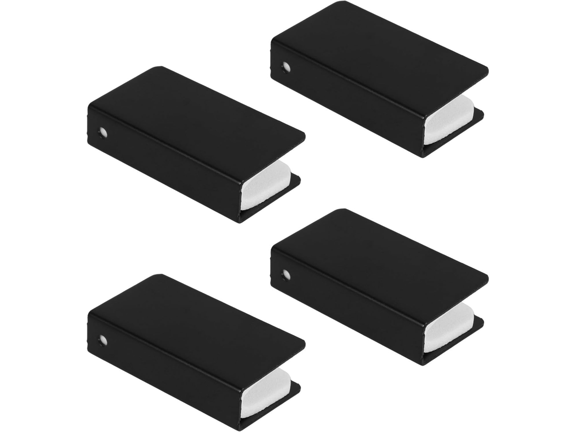 Conjunto De 4 Clipes Dobradiça Porta Vidro Em Aço Inoxidável, Pretos, Com Trava Moderna