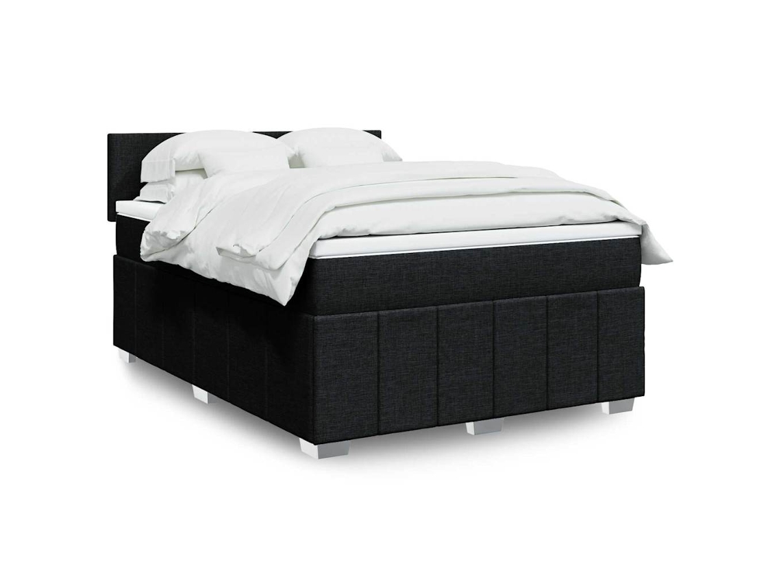 Vidaxl Cama Com Molas/colchão 140x200 Cm Tecido Preto