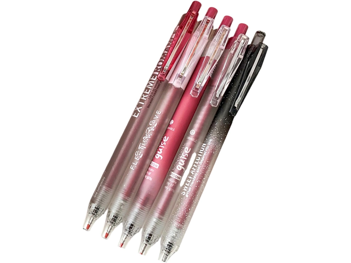 Caneta Gel Estética, 0,5 Mm, Retrátil, Tinta Preta, Pressão Neutra,