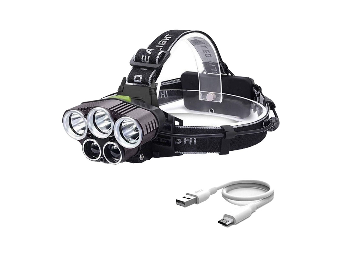 Lanterna De Cabeça Led Recarregável Via Usb Para Camping, Caminhadas, Corrida, Pesca E Trabalho (preta)