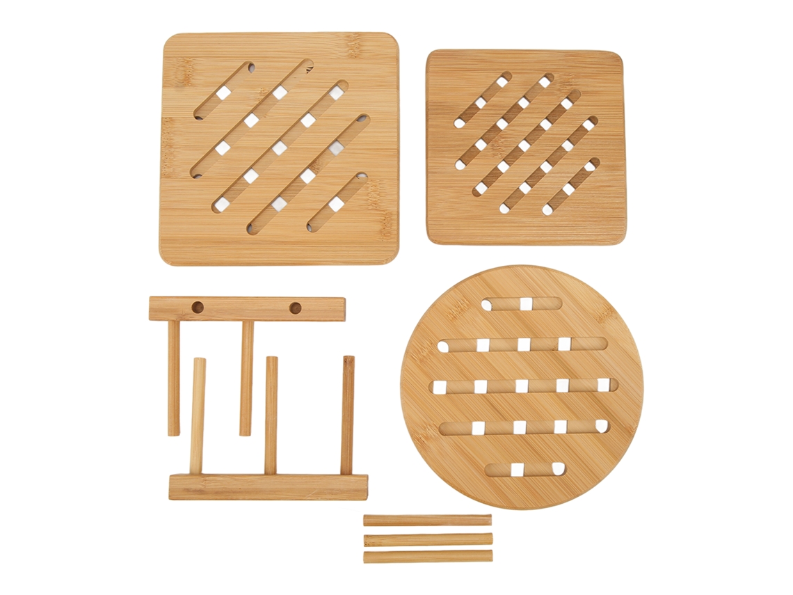 3 Tapetes de Bambu com Suporte Antiderrapante para Mesa