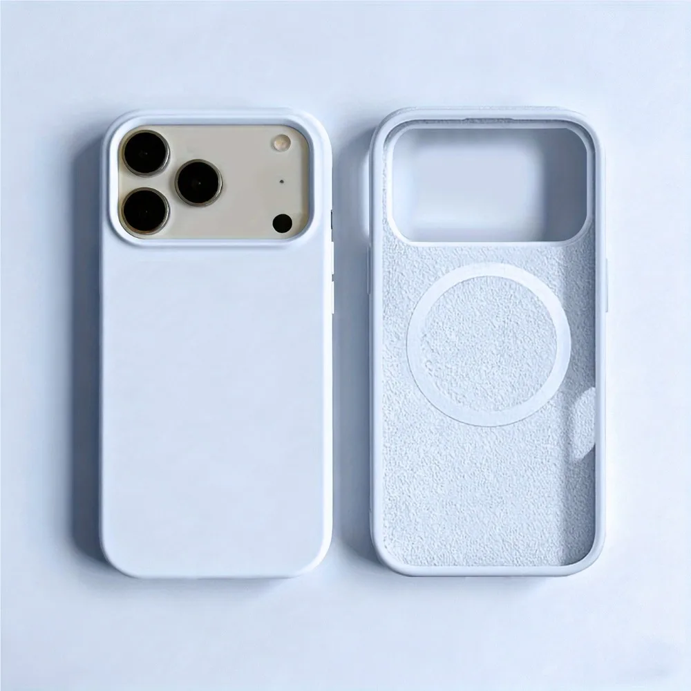 Capa Magnética De Silicone Líquido Para Iphone 15 Pro Max (azul Celeste), Compatível Com Função Magnética.
