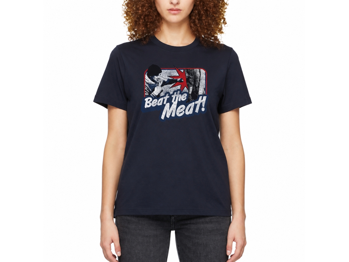 Rockinstone Rocky Movie Beat The Meat Navy Adult T-shirt Size:xxxl