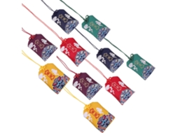 Conjunto 10 Saquinhos Amuleto Omamori Japoneses Tradicionais Vazios Cores Sortidas Amarelo Vermelho Verde GOKOCO