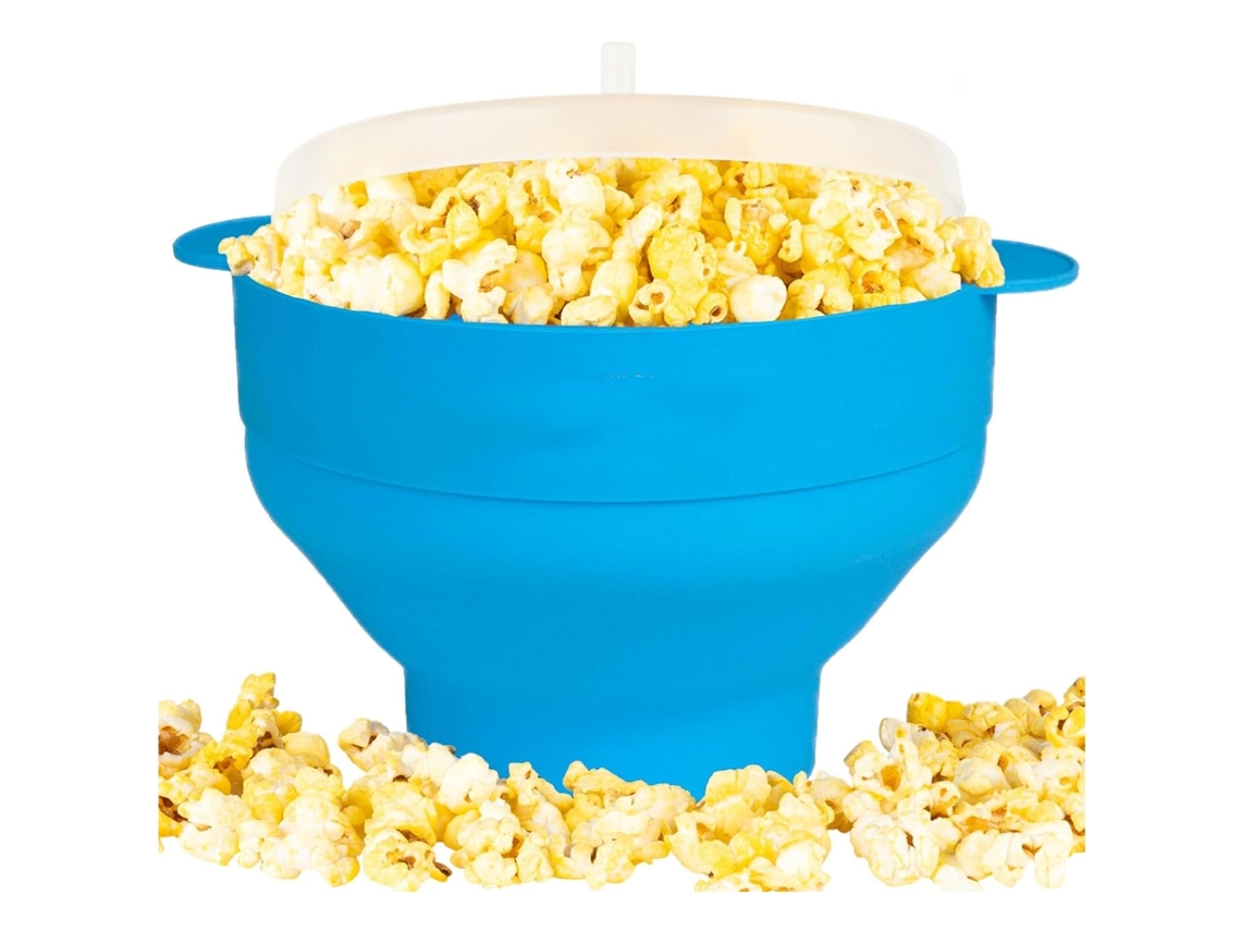Tigela De Silicone Dobrável Azul Para Pipoca, Ideal Para Pipoca
