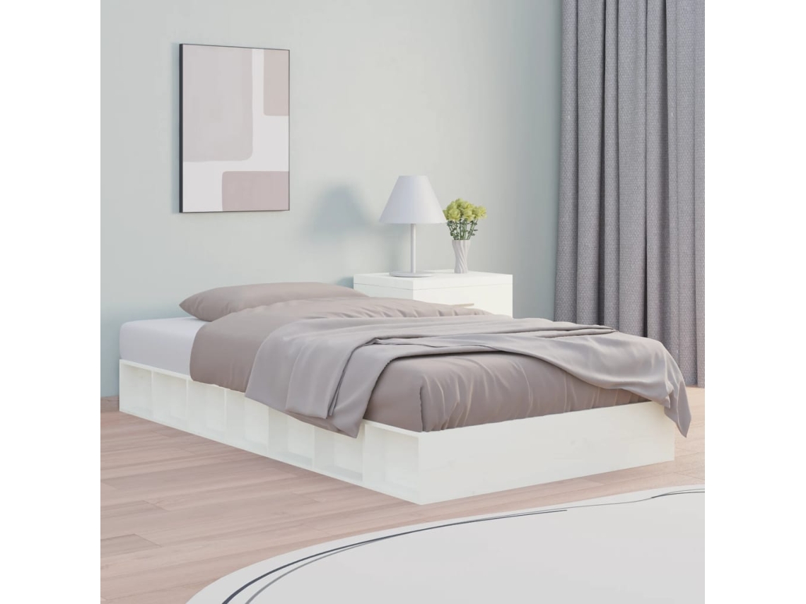Estrutura Cama Pequena Solteiro 75x190 Cm Madeira Maciça Branco