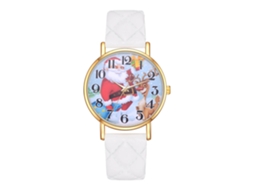 Relógio casual de quartzo com pulseira de PU, estampa fofa de cervo, unissex, presente de Natal, branco