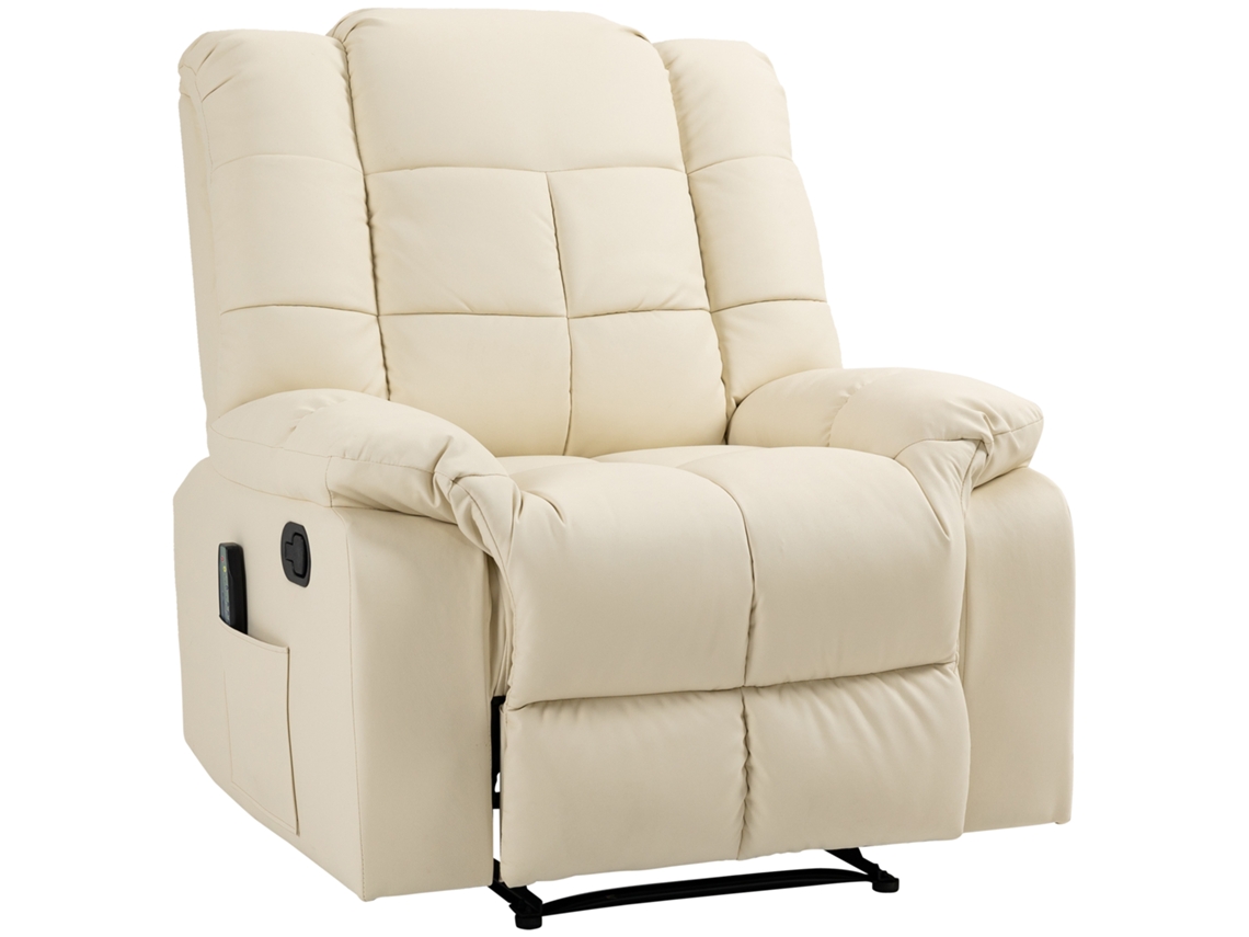 Poltrona Massagem Creme 94x99x99cm, Elétrica, Courino. Cs