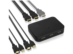 Comutador Kvm Usb Hdmi De 2 Portas Preto