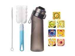 Garrafa De Água De Air 650ml Com 7 Cápsulas De Sabor Preto Fosco Spqment
