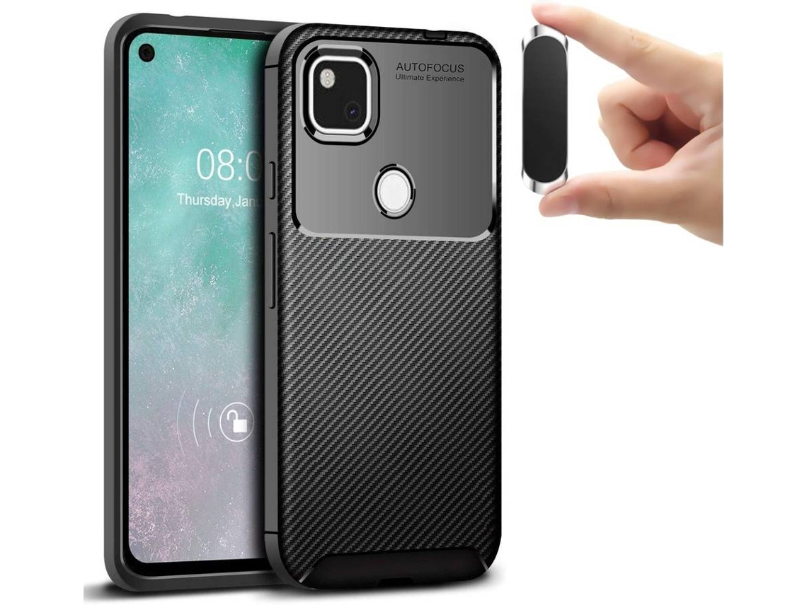 Capa e Suporte Google pixel 4A Rugged Carbon Preto