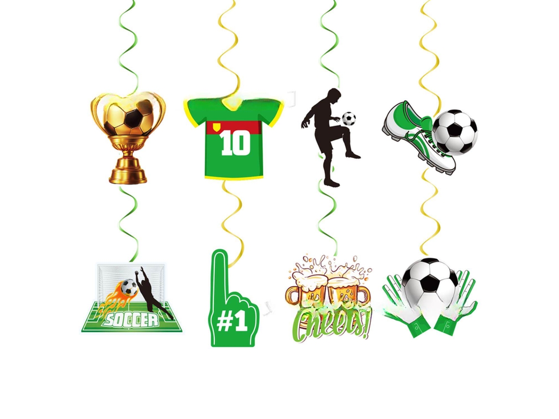 Conjunto De Decoração Para Festa Temática Da Copa Do Mundo Fifa 2026, Com Bandeirinhas Futebol Em Espiral Torcedores Bares Esportivos. (duas