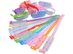 Pacote com 100 pulseiras de identificação, pulseiras para pacientes, pulseiras de identificação hospitalar em polivinil.