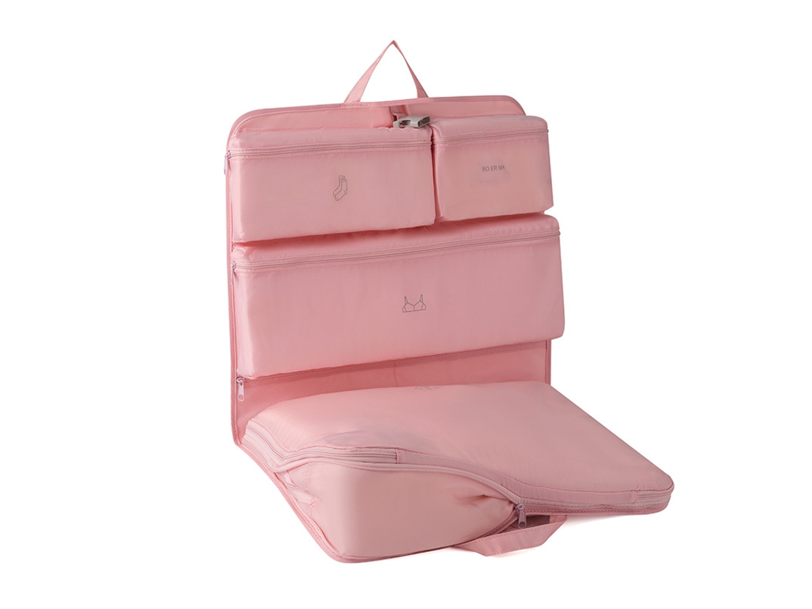 Conjunto de organizadores de viagem 6 em 1 com compressão, rosa, 2 unidades