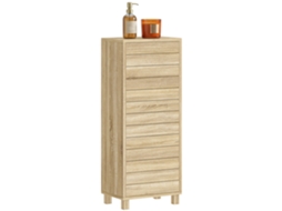 Armário Banheiro Madeira Prateleira Ajustável Porta Ripada 84cm