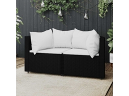 Sofás De Canto P/ Jardim C/ Almofadões 2 Pcs Vime Pe Preto Dkd Home Decor