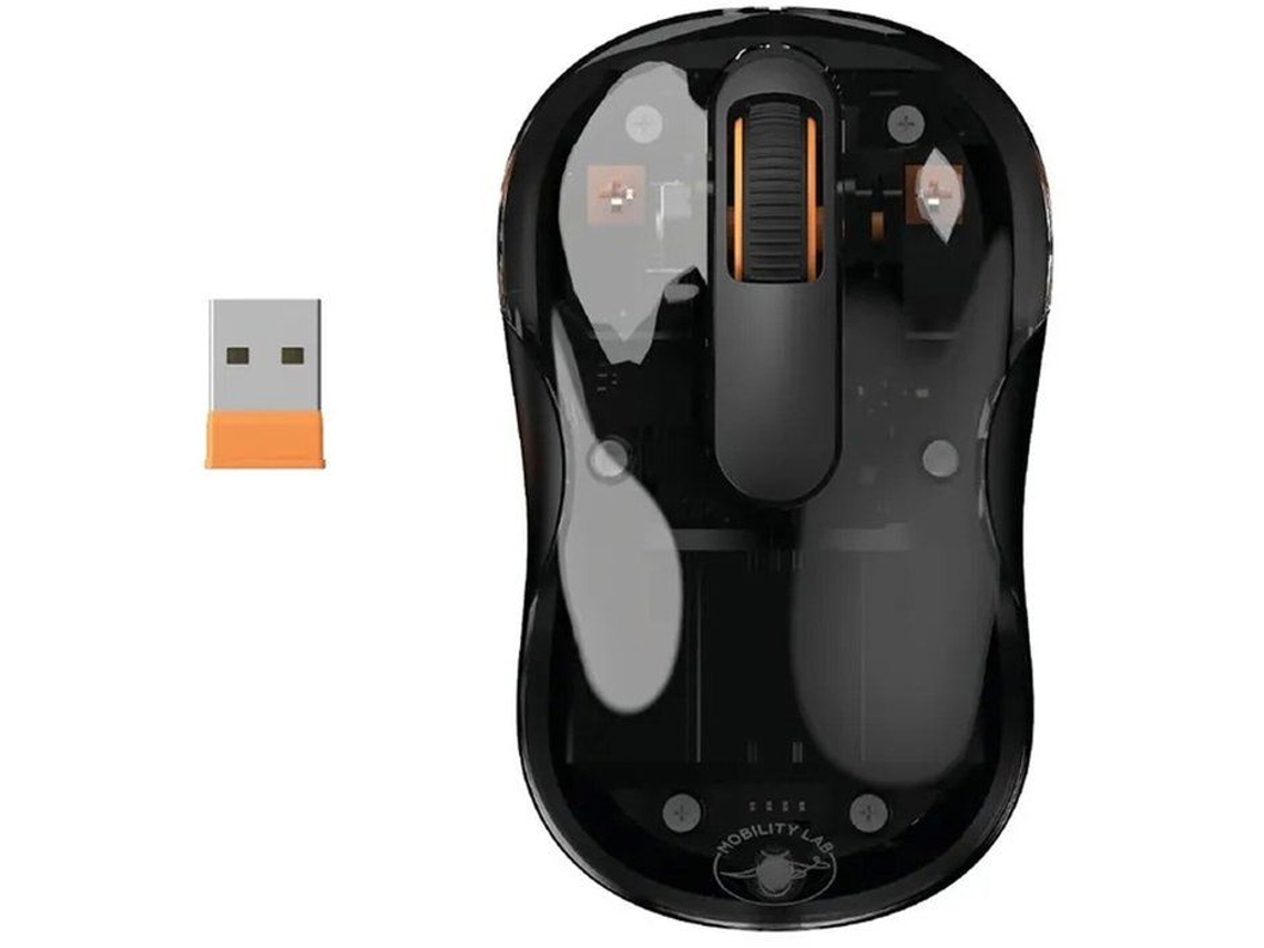 Mouse - 2x Bluetooth + Receptor Usb De 2,4 Ghz - Mobility Lab - Phantom - Preto E Transparente