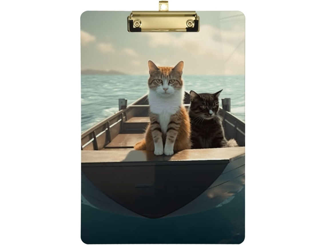Prancheta De Acrílico Dois Gatos Em Uma Viagem Barco À Vela, Prancheta Médicos