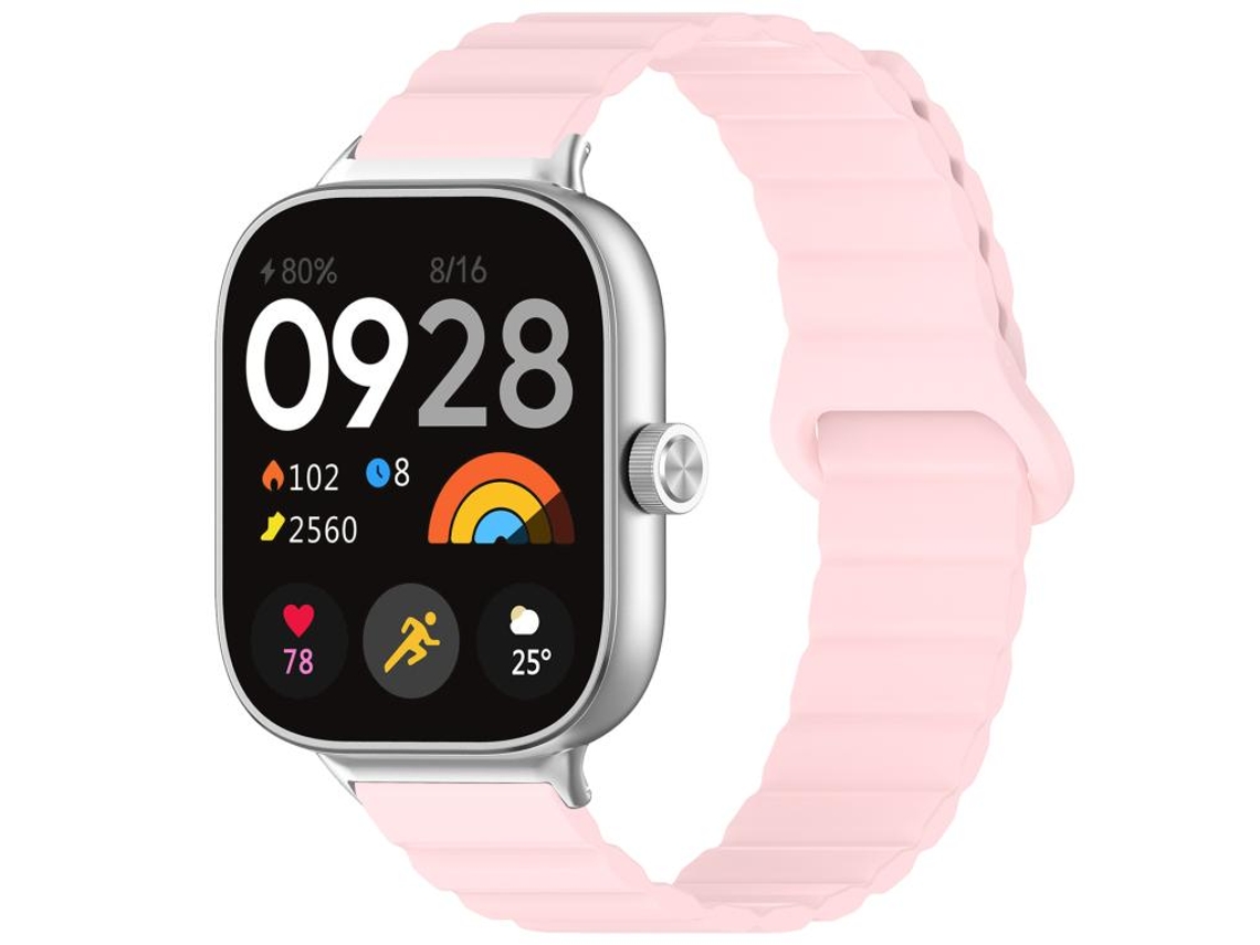 Bracelete Silicone Magnético Brilhante Rosa para Redmi Watch 6/5/4 XIAOMOYU