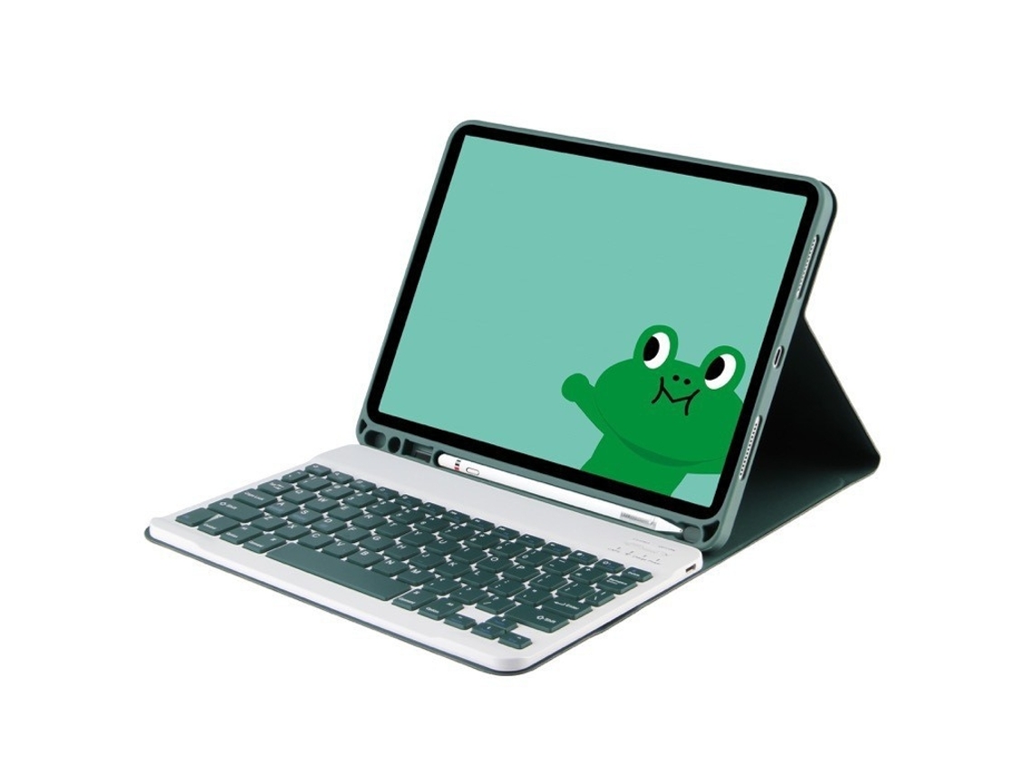 Capa Para Ipad Air4/air5 10,9 Verde Escuro Regular Teclado Touch Bluetooth Couro