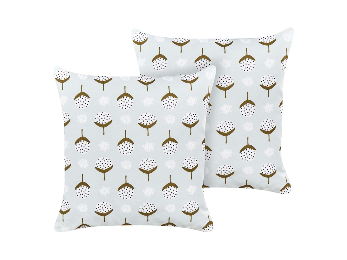 Conjunto De 2 Almofadas De Exterior Beliani Cuneo De Poliéster Verde 45x45x10