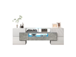 Móvel Branco Brilho 145cm Led Superfície Vidro