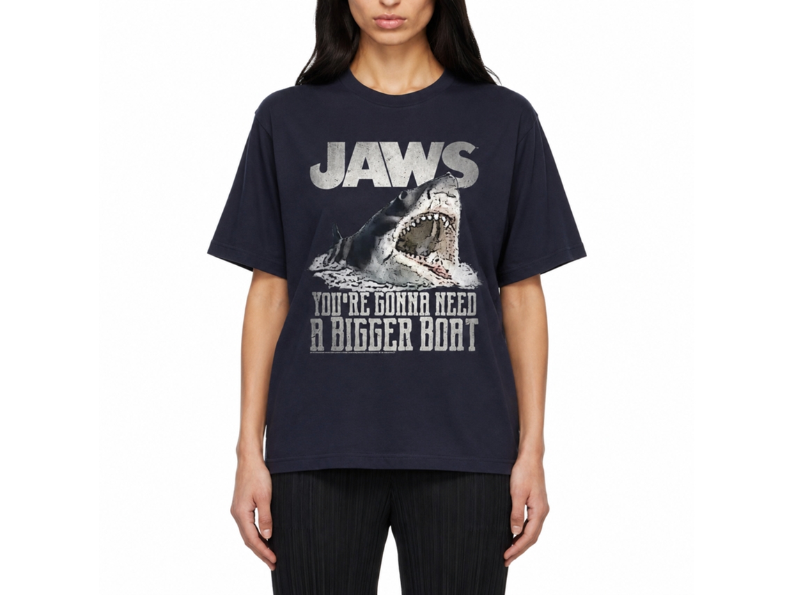 Rockinstone Jaws Movie Real Big Navy Adult T-shirt Size:xxl