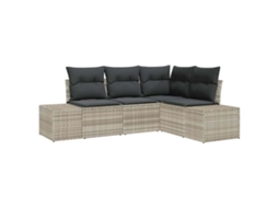 Conjunto de Sofá de Jardim 4 Peças Cinzento Claro Vime MAISON EXCLUSIVE (sem dimensões)