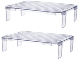 Suporte de armazenamento de cozinha transparente, empilhável, material durável, suporte multifuncional para geladeira