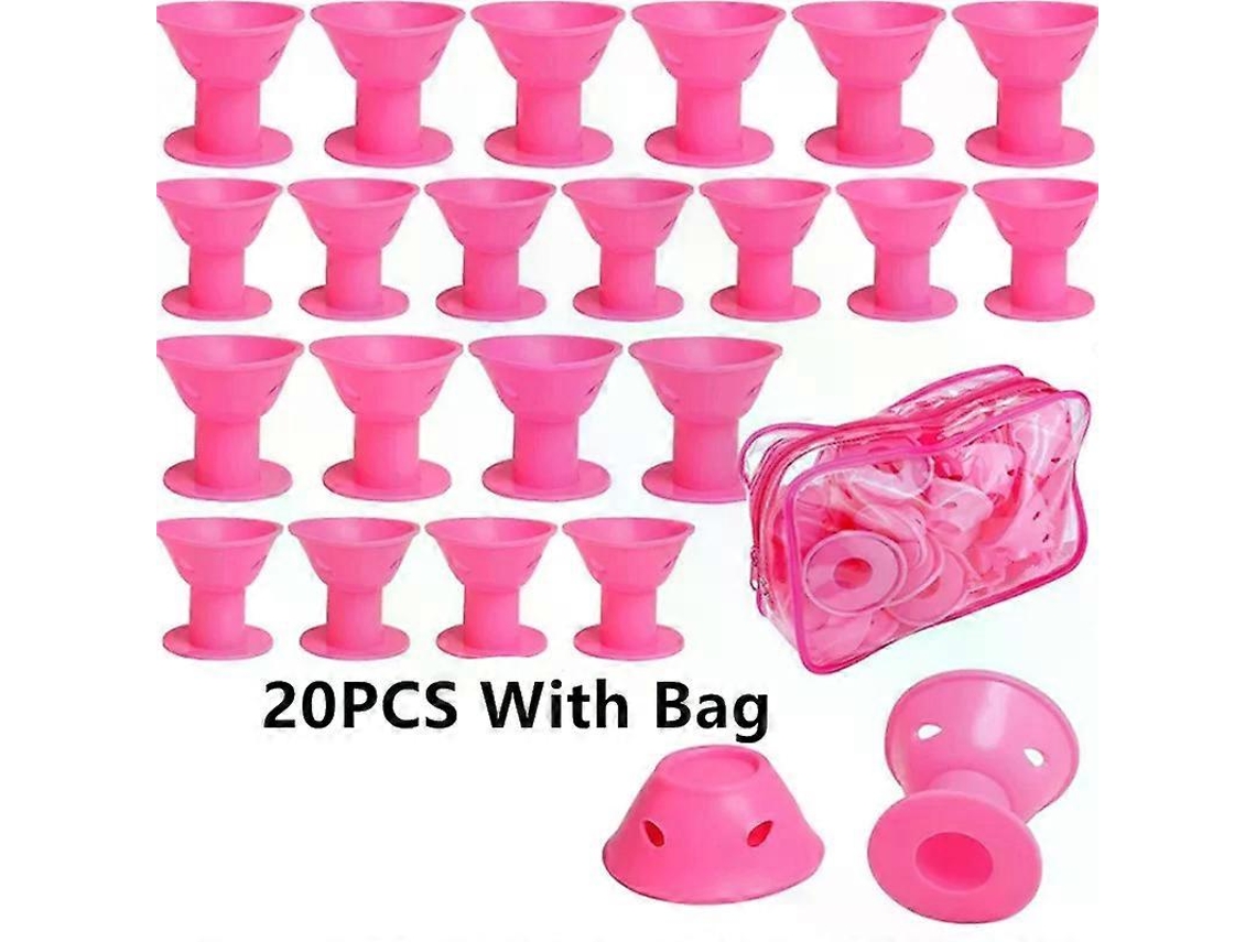 20 Peças De Modeladores Cachos Silicone Rosa Sem Calor, Em Formato Cogumelo, Tubulares Para Cabelos Cacheados, Mulheres E Meninas-aquaforge