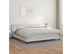 Cama Com Molas/colchão 200x200 Cm Couro Artificial Branco