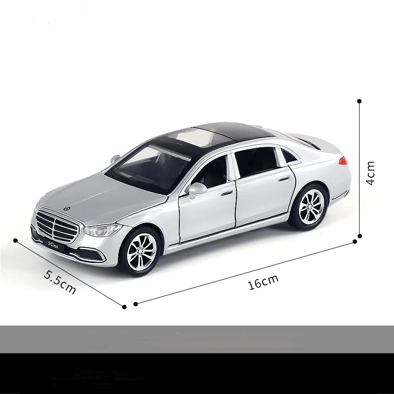 (prateado) Escala 1/32 - Modelo De Carro - Liga Metálica Fundida - Modelo De Simulação - Com Som E Luz