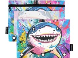 Beauty Shark Pasta Colorida Com Bolso Transparente E Fecho De Zíper, Grande E Resistente, Com 3 Furos Materiais De