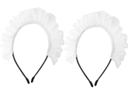 Conjunto de 2 peças Lolita com cabelo branco e tiara plissada - Estilo Empregada Elegante
