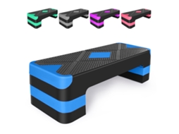 Step para exercícios aeróbicos, plataforma de step com altura ajustável.