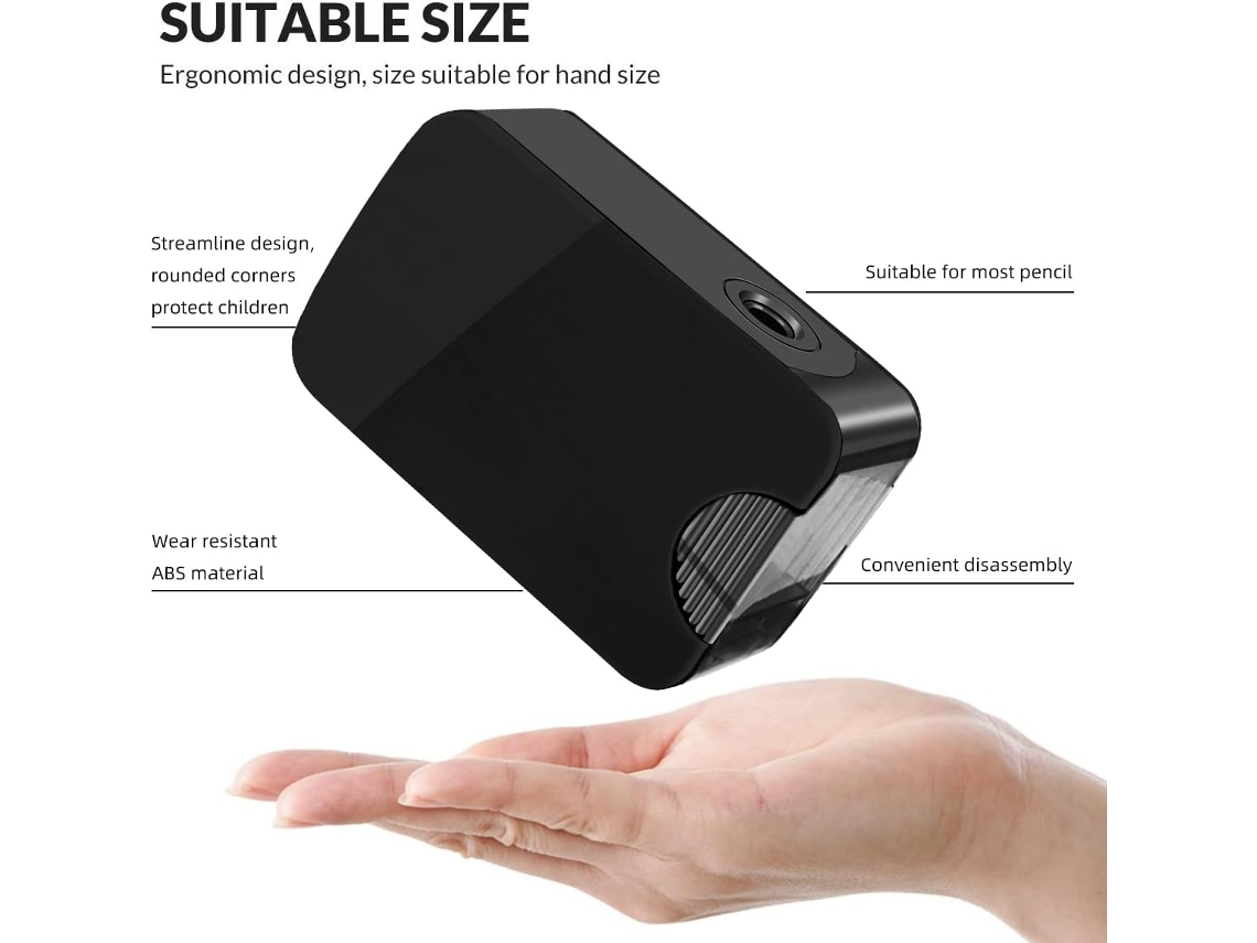 Apontador de lápis elétrico automático alimentado por bateria USB Slowmoose