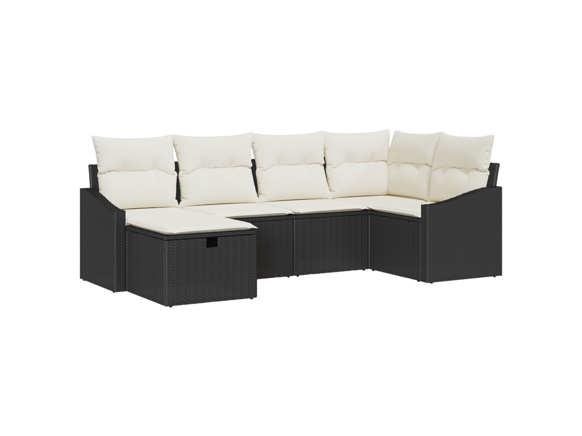 Conjunto 7 Conjunto De Sofás Para Exterior Vidaxl Preto Vime Pe (233,5 X 123,5 X 85 Cm)
