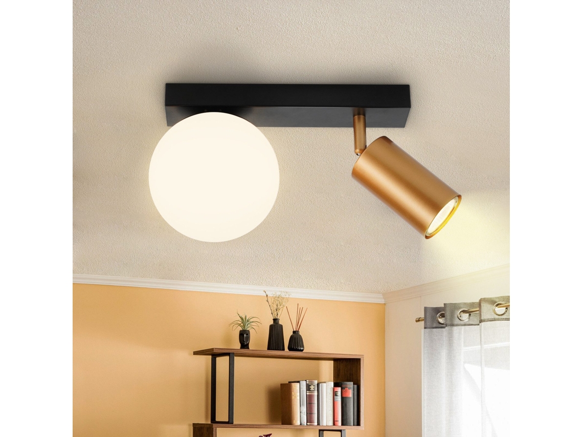 Luminária De Teto 2 Luzes Luminária De Teto Vintage Metal Com Ouro Gu10 E14 Nettlife
