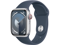 APPLE Watch Series 9 GPS+Cellular 41 mm Prateado com Bracelete Desportiva Azul Trovoada (Tamanho: M/L)