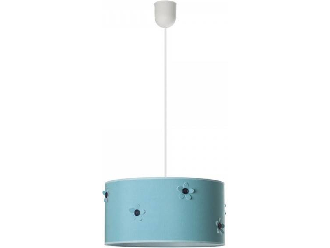 Candeeiro de Teto FABRILAMP Boton (Azul Claro - E27 - Máx. 60W - Metal - Tecido)
