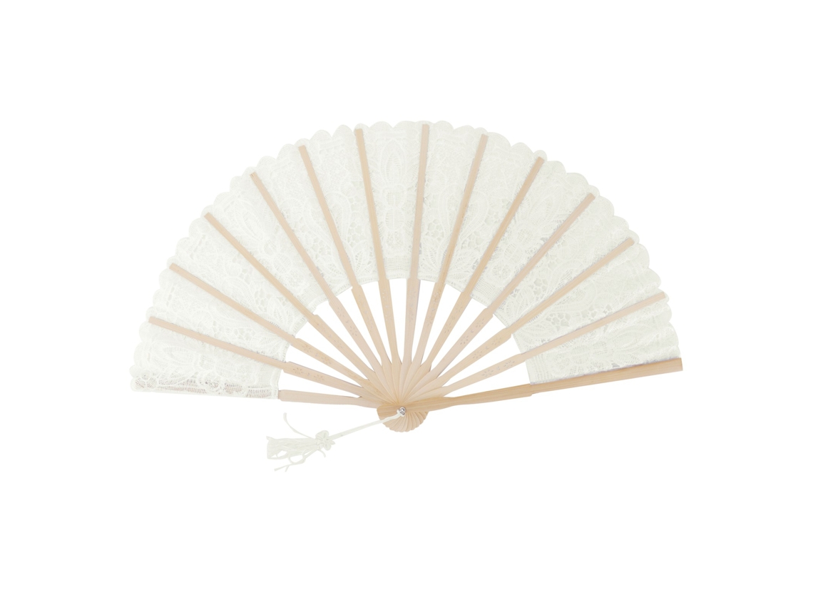 Ventoilha Plegável Renda Branco Leite Decoração
