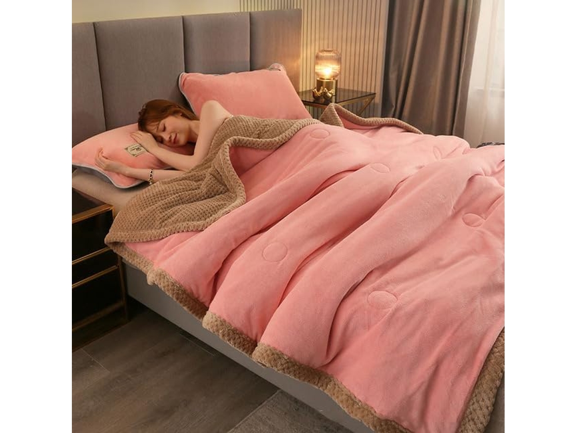 Cobertores de Flanela Lã Quentinhos para Cama Cobertor Grosso Três Camadas Dormir Macio e com Peso Outono Inve