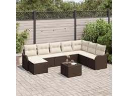 Vidaxl Conjunto De Sofá De Jardim 9 Unid. Castanho Vime Pe