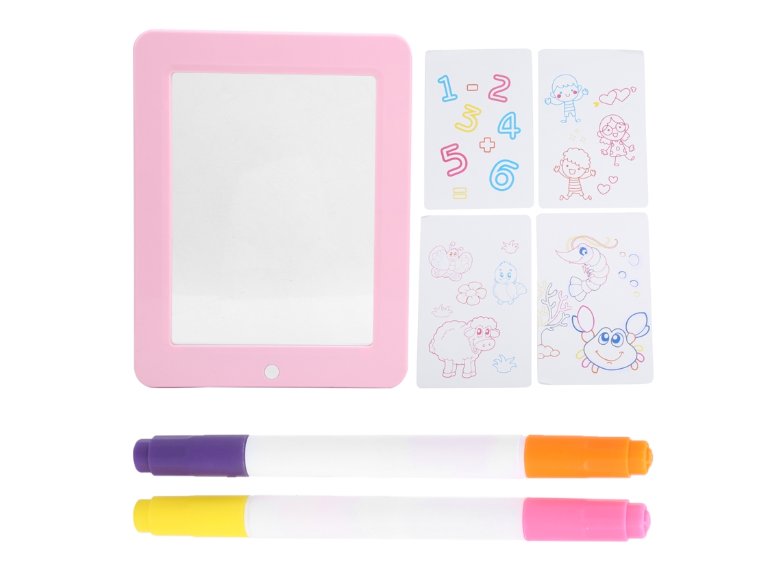 Mesa digitalizadora portátil de LED ATS, tablet de escrita fluorescente para grafite, brinquedo educativo para crianças, rosa.
