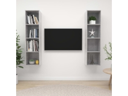 Vidaxl Armários De Parede Para Tv 2 Pcs Contraplacado Cinzento Cimento