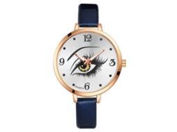 Reloj De Cuarzo Analógico Para Mujer Con Correa De Pu Gaiety Patrón De Ojos Azul