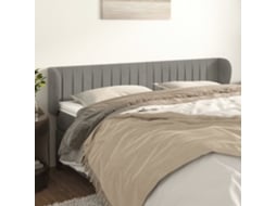 Cama com Cabeceira Abas PANGSHIYUAN Madeira Veludo Cinzento (163x23x78)