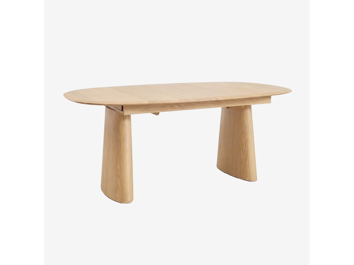 Sklum Mesa De Jantar Oval Extensível Em Mdf E Folha De Freixo Nuveta Mdf - Folheado A Freixo Madeira Natural